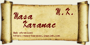 Maša Karanac vizit kartica